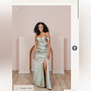 Ariel Convertible Satin Dress- Silver Sage